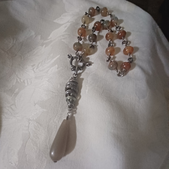 Stephen Dweck Beaded Y Drop Toggle Necklace, SS - Picture 1 of 13